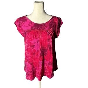 Lucky Brand Short Sleeve Linen Blend Top Size Small